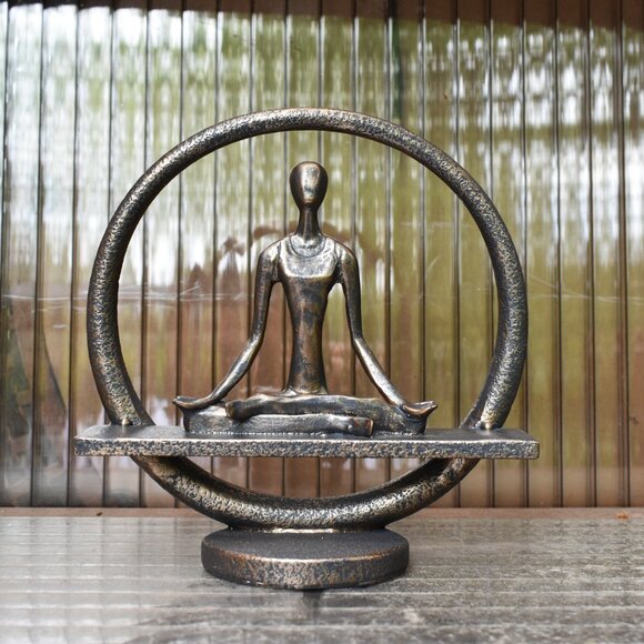 Adam & Friends Home Decor Yoga Meditation Circle Sculpture | 1-Piece | Pewter - Picture 6 of 7
